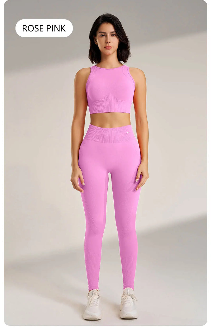 Conjunto de roupas de ioga femininas, leggings de cintura alta e top