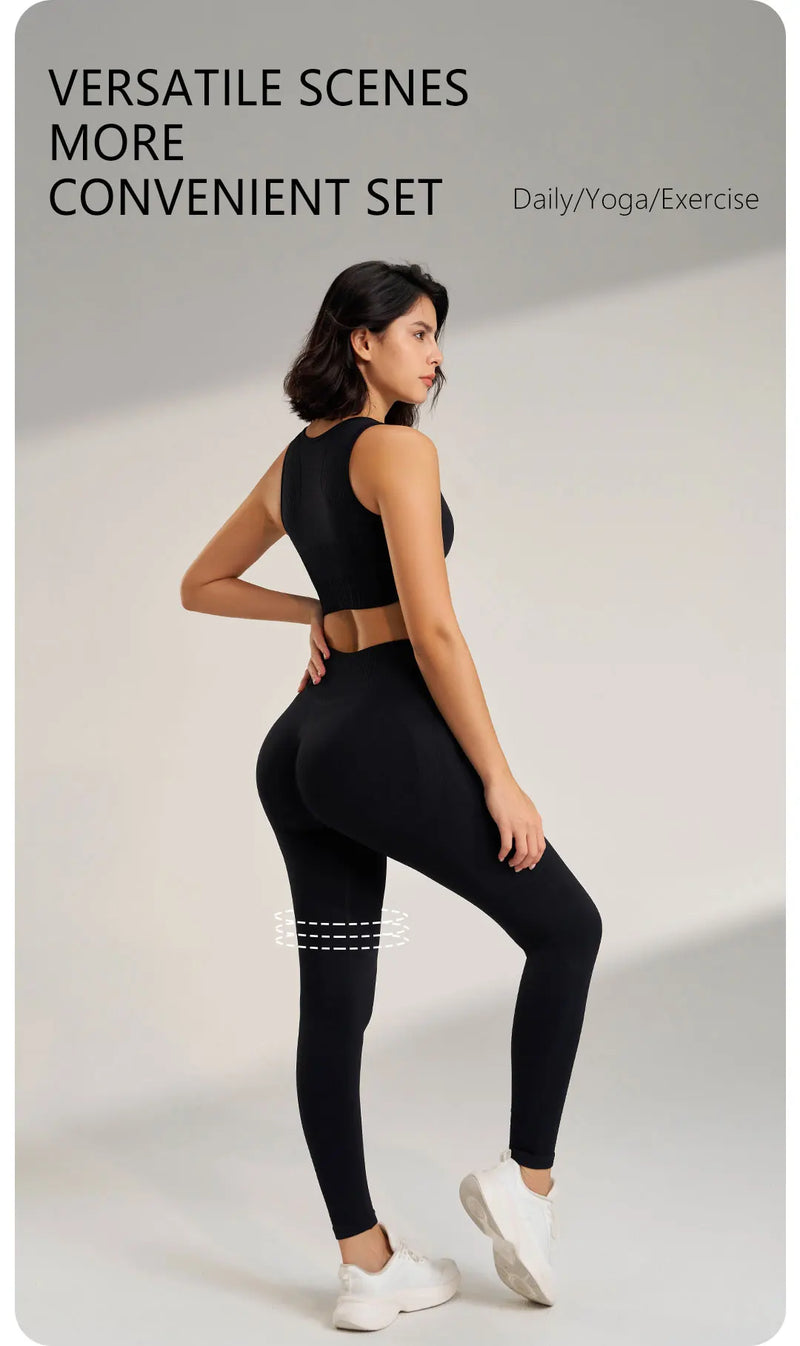 Conjunto de roupas de ioga femininas, leggings de cintura alta e top